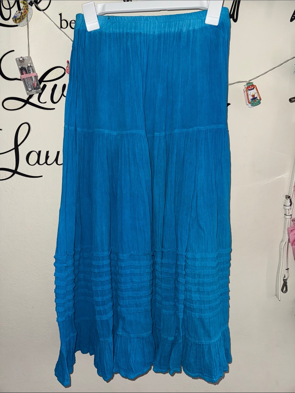 Vibrant Blue Ruffled Tiered Maxi Skirt